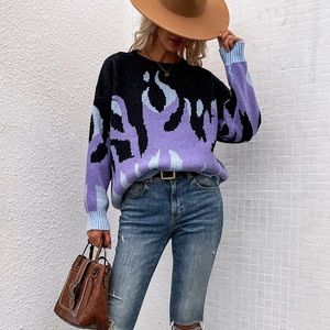 [3Packs] Flame Print Scoop Neck Sweater